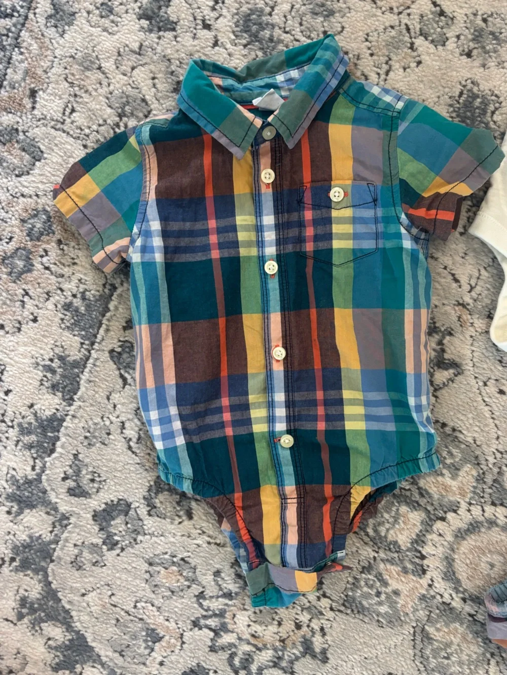 Baby GAP Plaid Collared Onesies in Green & Blue Tones